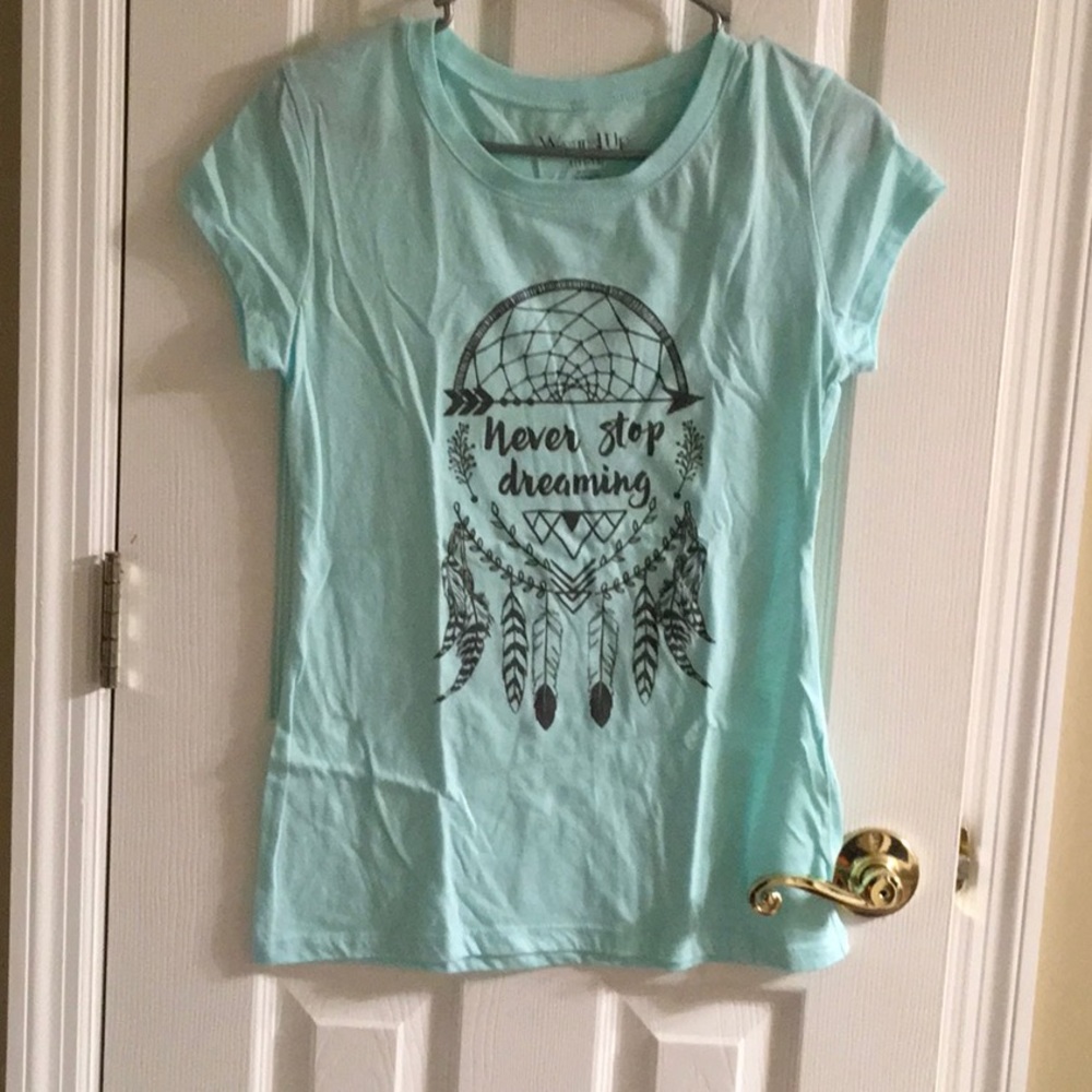 mint green shirt
